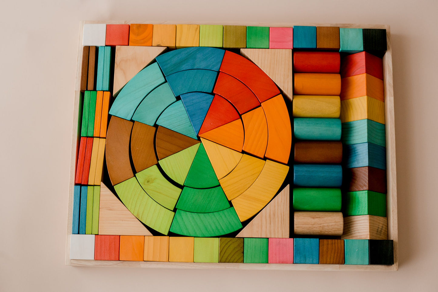 Jumbo Natural Wooden Building Blocks - Rainbow 86 pcs