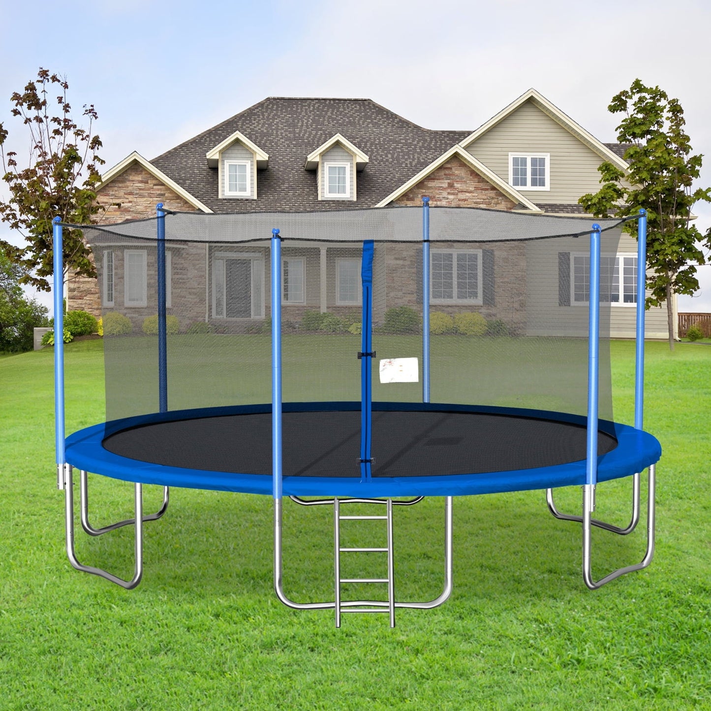 12 14 16 FT Recreational Trampoline for Kids,Outdoor Trampoline with Safety Enclosure Net and Ladder,Bounce Jump Trampolines with Steel Tube Legs,for Kids and Adults