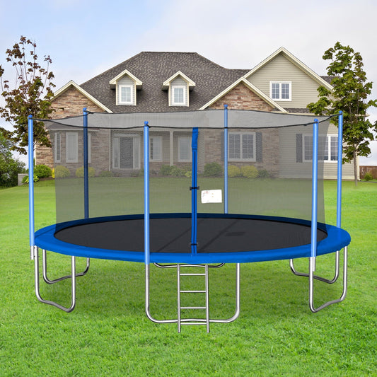 12 14 16 FT Recreational Trampoline for Kids,Outdoor Trampoline with Safety Enclosure Net and Ladder,Bounce Jump Trampolines with Steel Tube Legs,for Kids and Adults