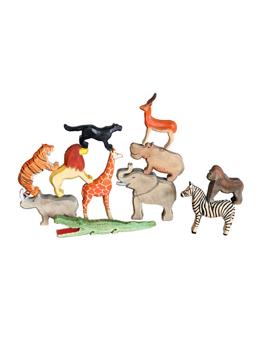 Heirloom Wooden Safari Animals Toys Set