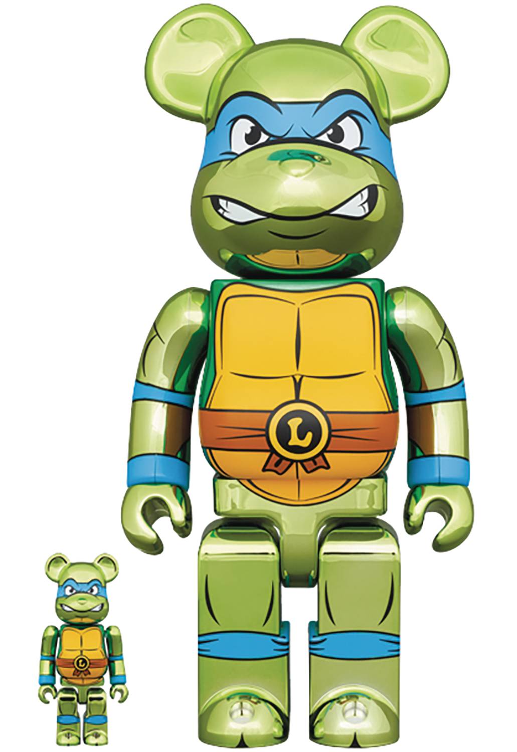 TMNT LEONARDO CHROME 100% & 400% 2pack Bearbrick Be@rbrick