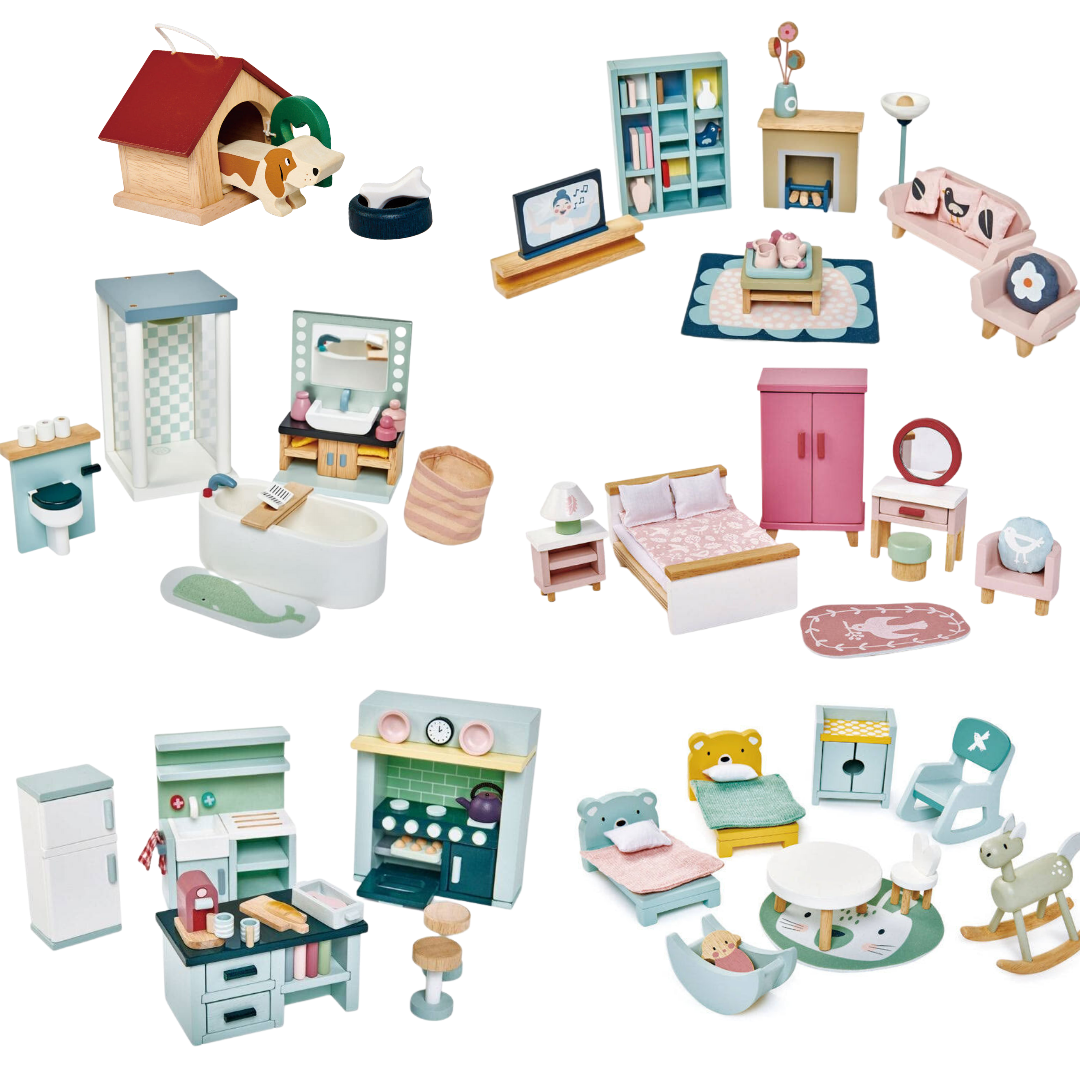 Dovetail Wooden DollHouse Furniture Combo Set