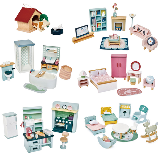 Dovetail Wooden DollHouse Furniture Combo Set