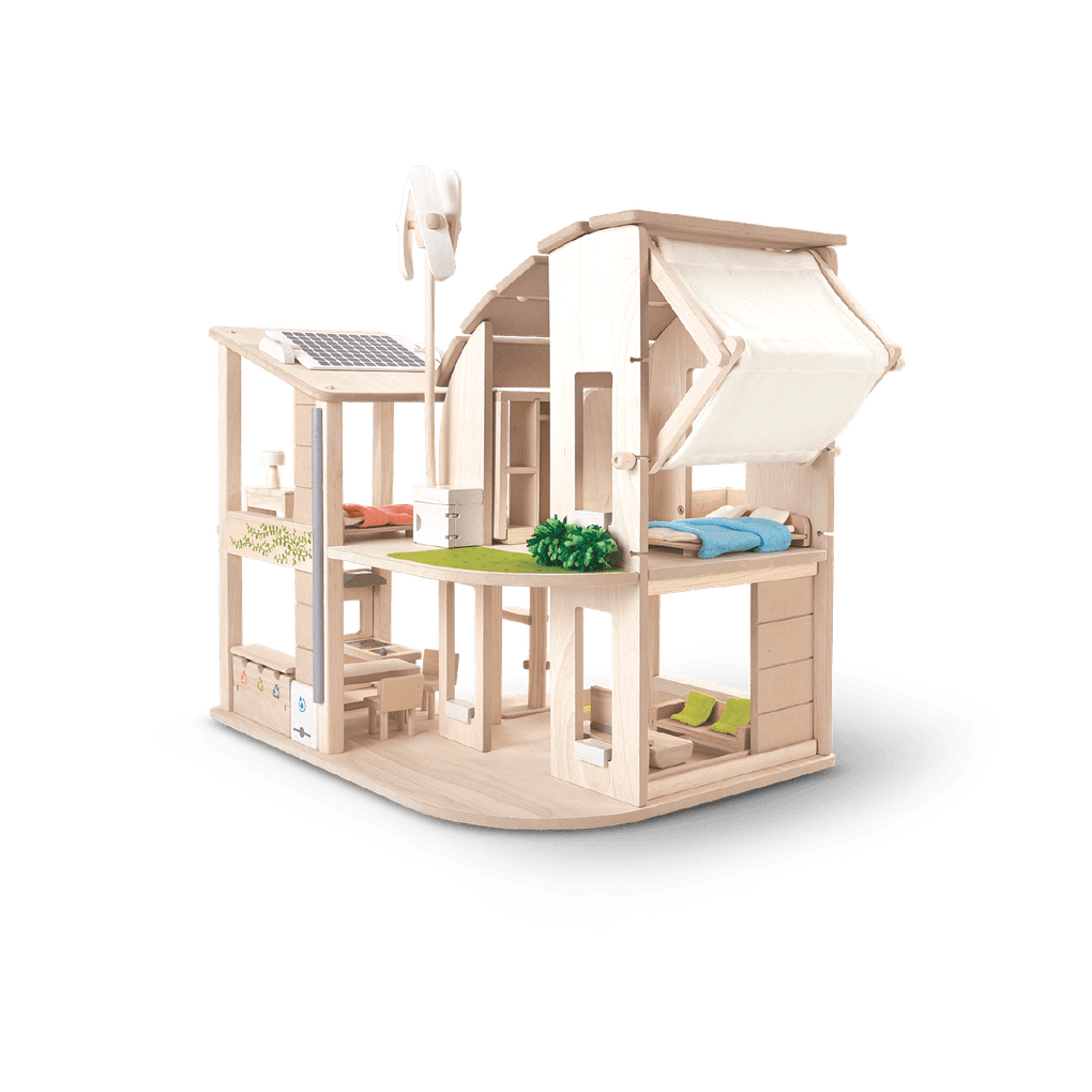 Green Dollhouse With Furniture